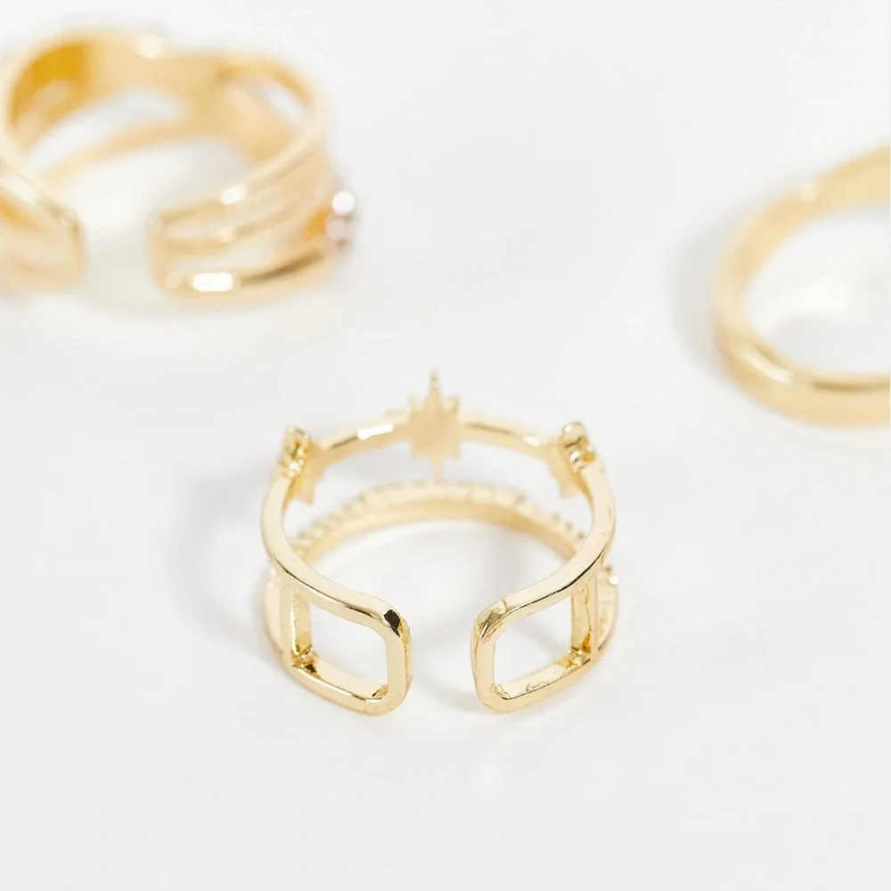 Ashiana 3pc rings in gold with gem
